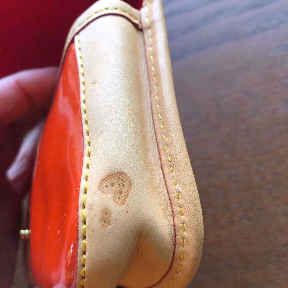 Dooney & Bourke Orange Patent Wristlet with Tan Trim - Picture 6 of 7